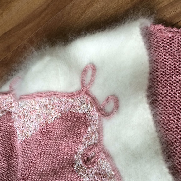VINTAGE 👌PINK KNIT SWEATER WITH ANGORA WOOL ACCENT FRANCO VALERI - Picture 4 of 9